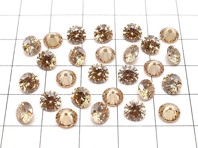 [Video] Cubic Zirconia AAA Loose stone Round Faceted 6x6mm [Champagne] 10pcs