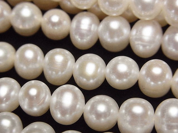 [Video] Fresh Water Pearl AA++ Potato 7-8mm White half or 1strand beads (aprx.15inch/38cm)