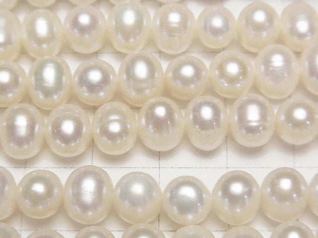 [Video] Fresh Water Pearl AA++ Potato 7-8mm White half or 1strand beads (aprx.15inch/38cm)