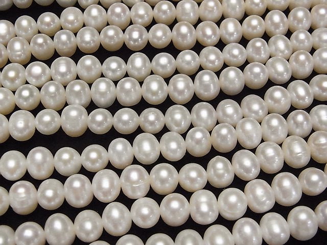 [Video] Fresh Water Pearl AA++ Potato 7-8mm White half or 1strand beads (aprx.15inch/38cm)