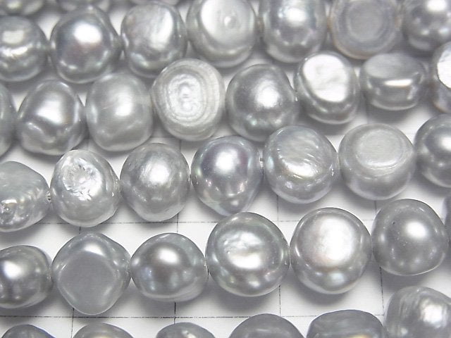 [Video] Fresh Water Pearl AA+ Potato 8mm Silver 1strand beads (aprx.13inch/33cm)