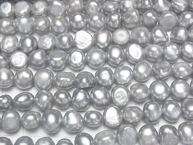 [Video] Fresh Water Pearl AA+ Potato 8mm Silver 1strand beads (aprx.13inch/33cm)