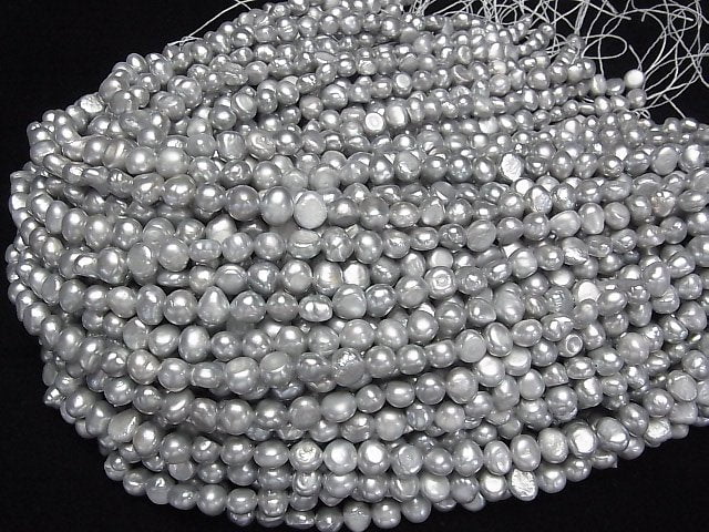 [Video] Fresh Water Pearl AA+ Potato 8mm Silver 1strand beads (aprx.13inch/33cm)