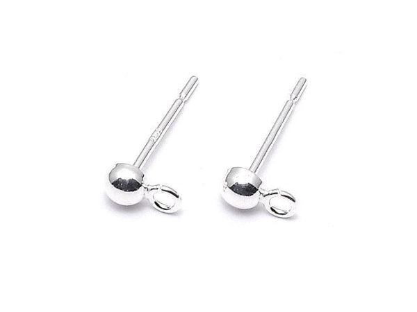 Silver925 Ring with Earstuds Earrings Round Beads Half [3mm][5mm] 1pair