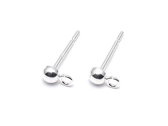 Silver 925 Ring with Earstuds, Half-Round Ball Earrings [3mm][5mm], 1 pair