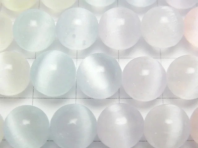 Selenite (Gypsum) Round 10mm [Multicolor] half or 1strand beads (aprx.15inch/37cm)
