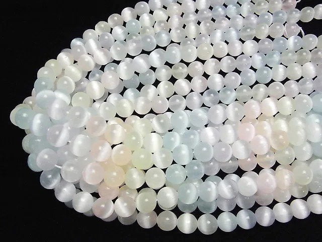 Selenite (Gypsum) Round 10mm [Multicolor] half or 1strand beads (aprx.15inch/37cm)