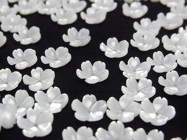 [Video] High Quality White Shell (Silver-lip Oyster) AAA 3D Flower 8mm Center Hole 4pcs