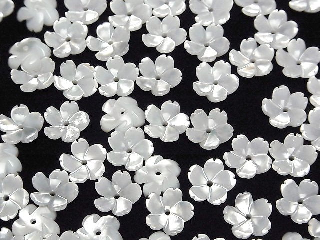 [Video] High Quality White Shell (Silver-lip Oyster) AAA 3D Flower 10mm Center Hole 4pcs