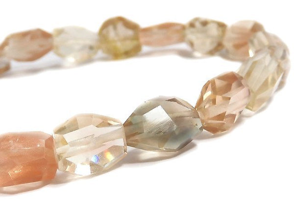 [Video][One of a kind] High Quality Oregon Sunstone AAA Faceted Nugget Bracelet NO.1