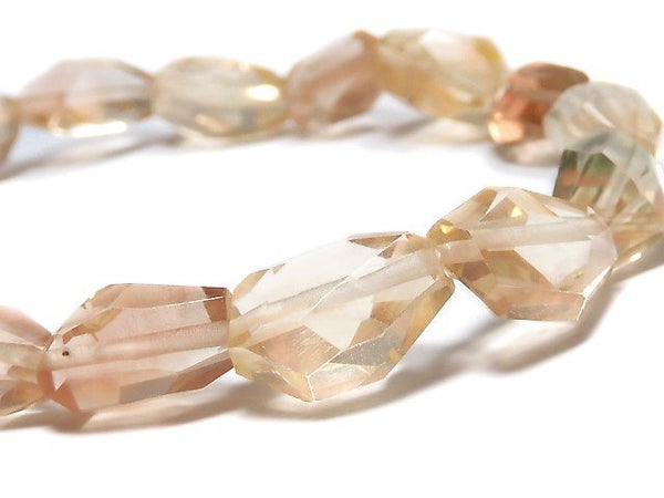 [Video][One of a kind] High Quality Oregon Sunstone AAA Faceted Nugget Bracelet NO.5