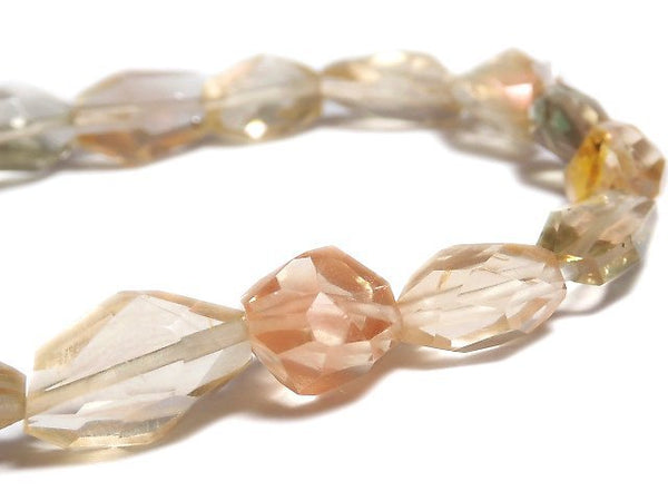 [Video][One of a kind] High Quality Oregon Sunstone AAA Faceted Nugget Bracelet NO.7