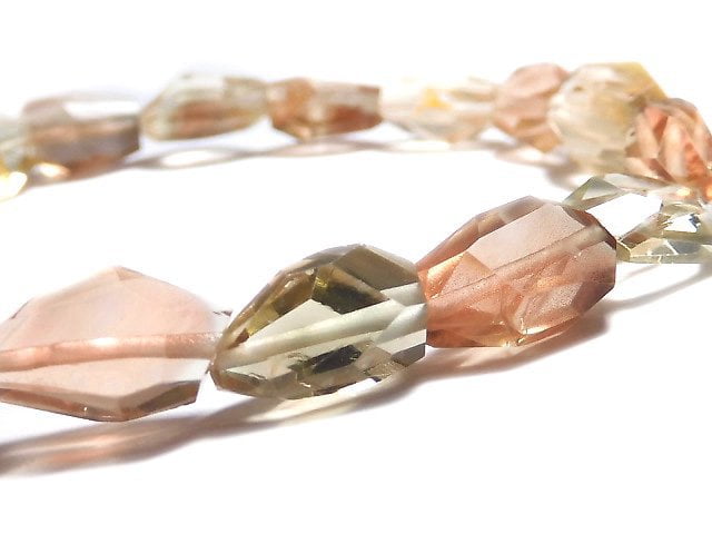 [Video][One of a kind] High Quality Oregon Sunstone AAA Faceted Nugget Bracelet NO.10