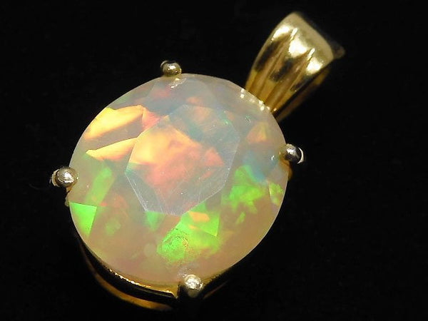 [Video][One of a kind] High Quality Opal AAA Faceted Pendant 18KGP NO.46
