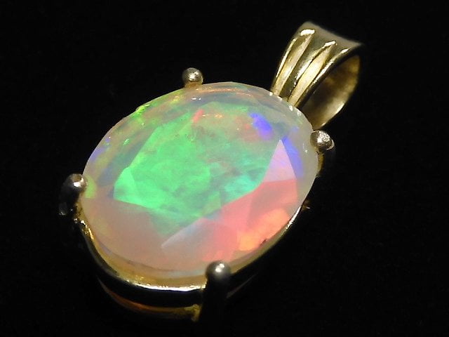 [Video][One of a kind] High Quality Opal AAA Faceted Pendant 18KGP NO.48