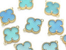 [Video] Blue Chalcedony Flower Charm 11x11mm [Both Side] 18KGP 1pc