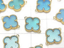 [Video] Blue Chalcedony Flower Charm 11x11mm [Both Side] 18KGP 1pc