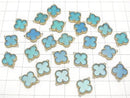 [Video] Blue Chalcedony Flower Charm 11x11mm [Both Side] 18KGP 1pc