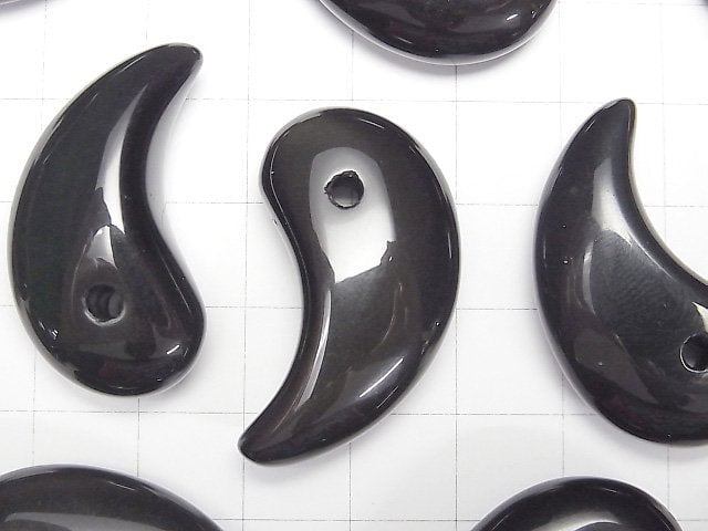 [Video] Black Obsidian AAA Comma Shaped Bead 35x18mm 2pcs