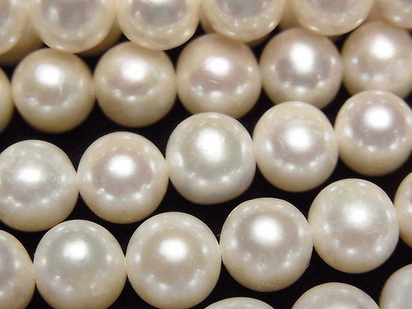 [Video] Fresh Water Pearl AAA- Semi Round-Potato 9-10mm White half or 1strand beads (aprx.15inch/38cm)