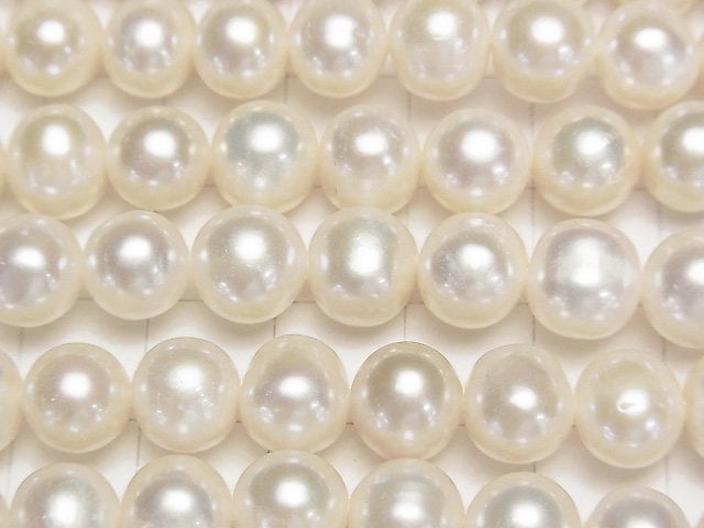 [Video] Fresh Water Pearl AAA- Semi Round-Potato 9-10mm White half or 1strand beads (aprx.15inch/38cm)