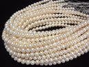 [Video] Fresh Water Pearl AAA- Semi Round-Potato 9-10mm White half or 1strand beads (aprx.15inch/38cm)