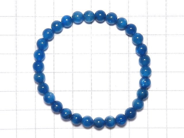 [Video][One of a kind] Blue Apatite Round 6.5mm Bracelet NO.17