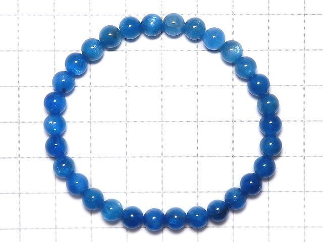 [Video][One of a kind] Blue Apatite Round 6.5mm Bracelet NO.18