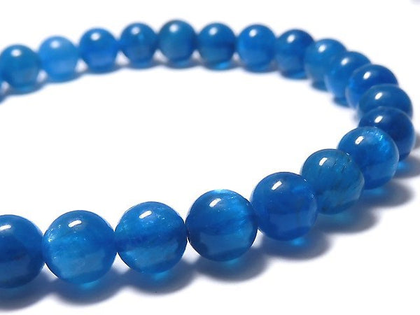[Video][One of a kind] Blue Apatite Round 6.5mm Bracelet NO.19