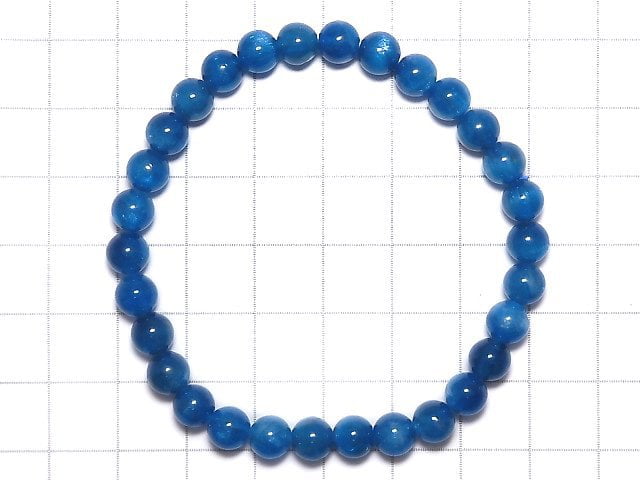 [Video][One of a kind] Blue Apatite Round 6.5mm Bracelet NO.19