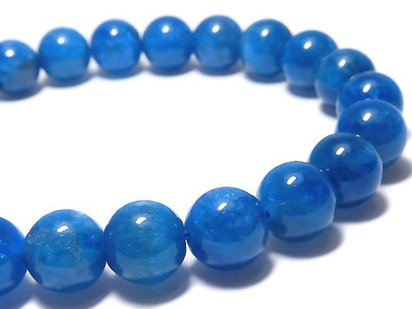 [Video][One of a kind] Blue Apatite Round 8.5mm Bracelet NO.27