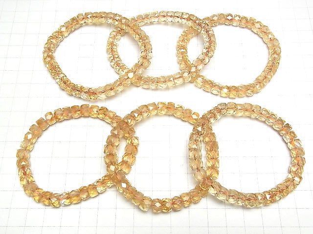 [Video]High Quality! Citrine AAA- Faceted Button Roundel 8x8x5mm [Light color] Bracelet