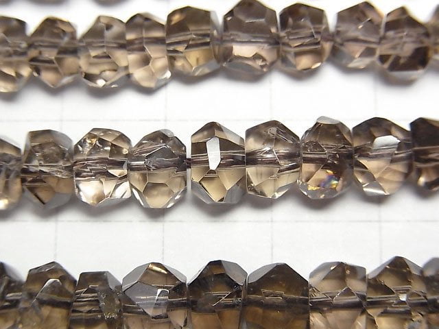 [Video]High Quality! Smoky Quartz AAA Faceted Nugget [Medium color] half or 1strand beads (aprx.15inch/38cm)