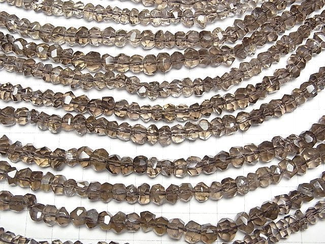 [Video]High Quality! Smoky Quartz AAA Faceted Nugget [Medium color] half or 1strand beads (aprx.15inch/38cm)