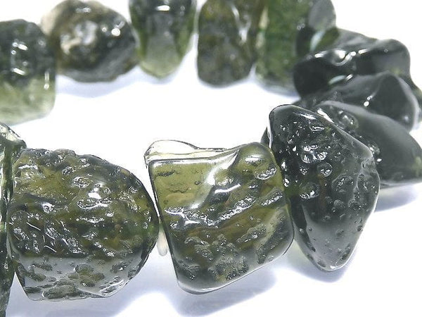 [Video][One of a kind] [Certificate]Moldavite AAA Rough Nugget Bracelet NO.1