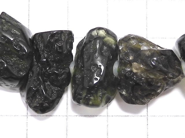 [Video][One of a kind] [Certificate]Moldavite AAA Rough Nugget Bracelet NO.1