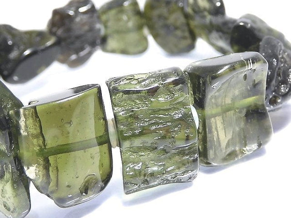 [Video][One of a kind] Moldavite AAA Rough Nugget Bracelet NO.2