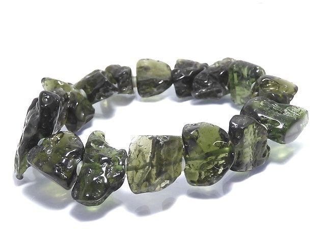 [Video][One of a kind] Moldavite AAA Rough Nugget Bracelet NO.3