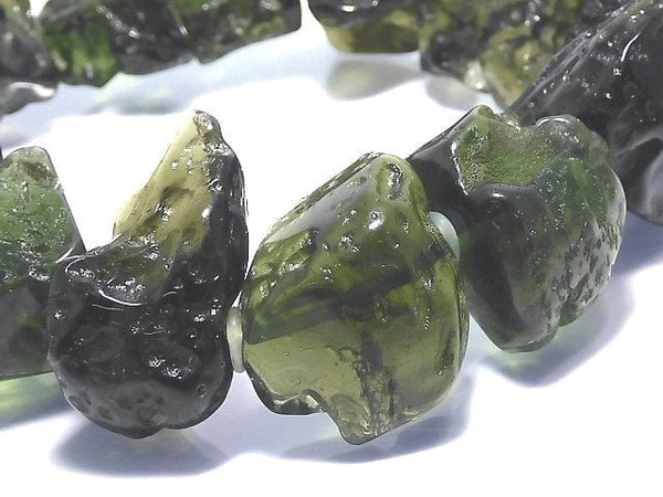 [Video][One of a kind] Moldavite AAA Rough Nugget Bracelet NO.4