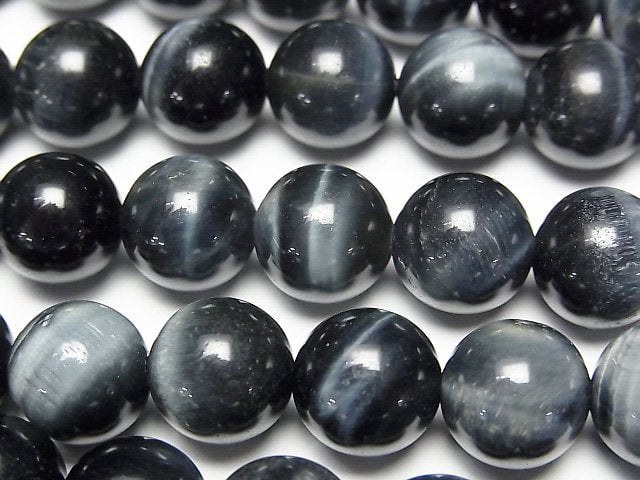 [Video] Blue color Tiger's Eye AAA- Round 10mm half or 1strand beads (aprx.15inch/37cm)