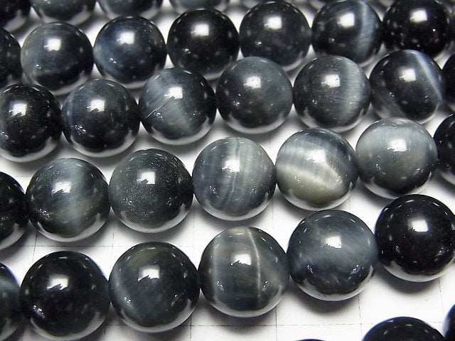 [Video] Blue color Tiger's Eye AAA- Round 10mm half or 1strand beads (aprx.15inch/37cm)