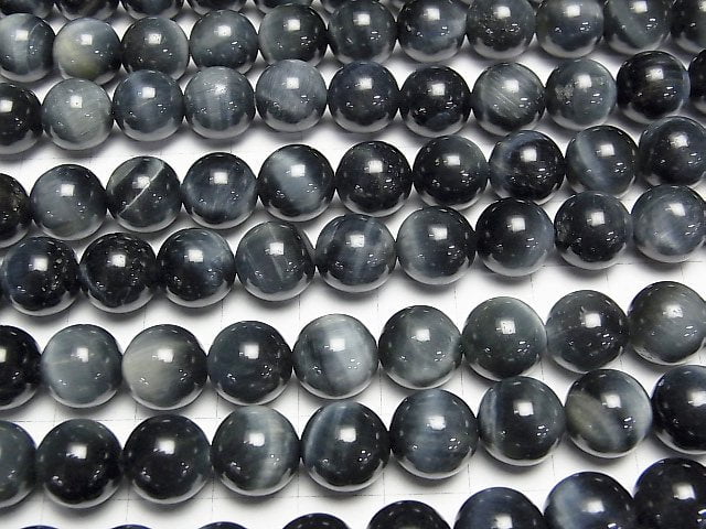 [Video] Blue color Tiger's Eye AAA- Round 10mm half or 1strand beads (aprx.15inch/37cm)