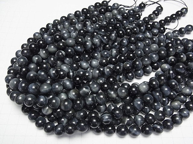 [Video] Blue color Tiger's Eye AAA- Round 10mm half or 1strand beads (aprx.15inch/37cm)