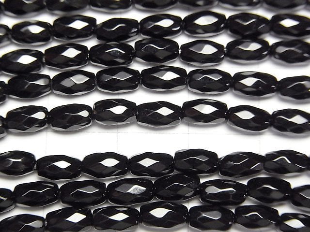 [Video] Onyx Faceted Rice 6x4x4mm half or 1strand beads (aprx.15inch/36cm)