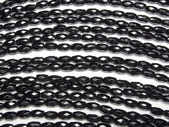 [Video] Onyx Faceted Rice 6x4x4mm half or 1strand beads (aprx.15inch/36cm)