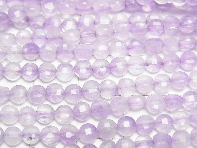 [Video]High Quality! Lavender Amethyst AA++ Faceted Coin 4x4mm 1strand beads (aprx.15inch/37cm)