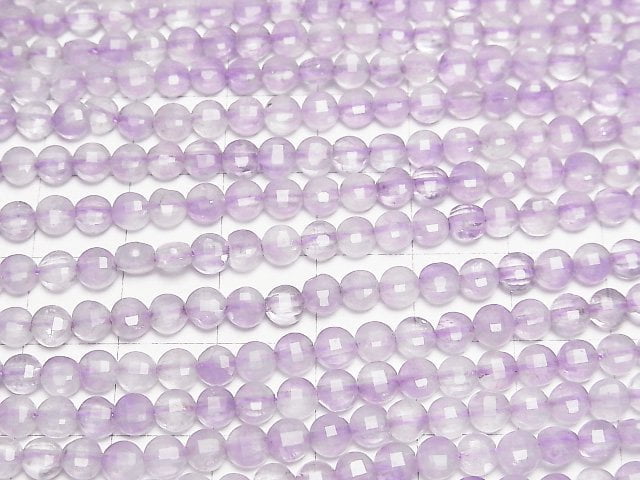 [Video]High Quality! Lavender Amethyst AA++ Faceted Coin 4x4mm 1strand beads (aprx.15inch/37cm)