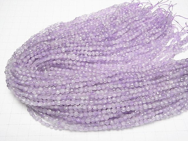 [Video]High Quality! Lavender Amethyst AA++ Faceted Coin 4x4mm 1strand beads (aprx.15inch/37cm)