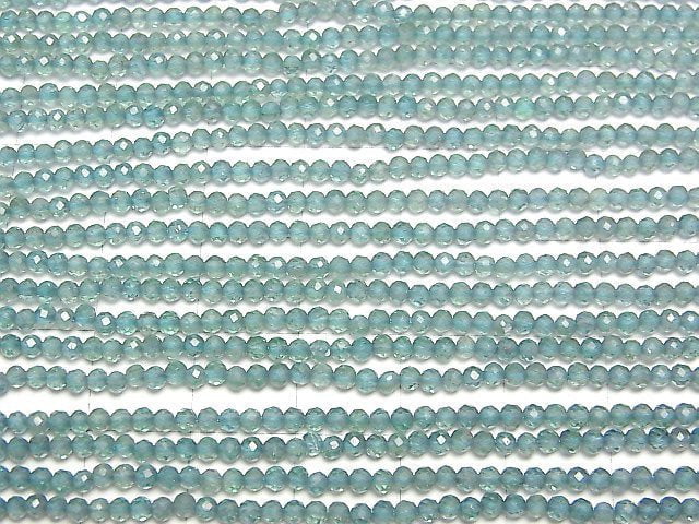 [Video]High Quality! Blue Green Apatite AAA- Faceted Round 2mm 1strand beads (aprx.15inch/38cm)