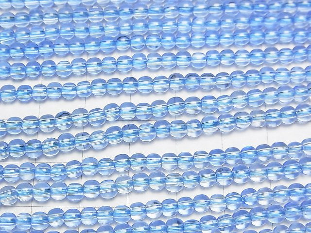 [Video] Blue Quartz Semi Round 4mm 1strand beads (aprx.15inch/37cm)